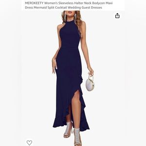 Never Worn! MEROKEETY Women's Sleeveless Halter Neck Bodycon Dress